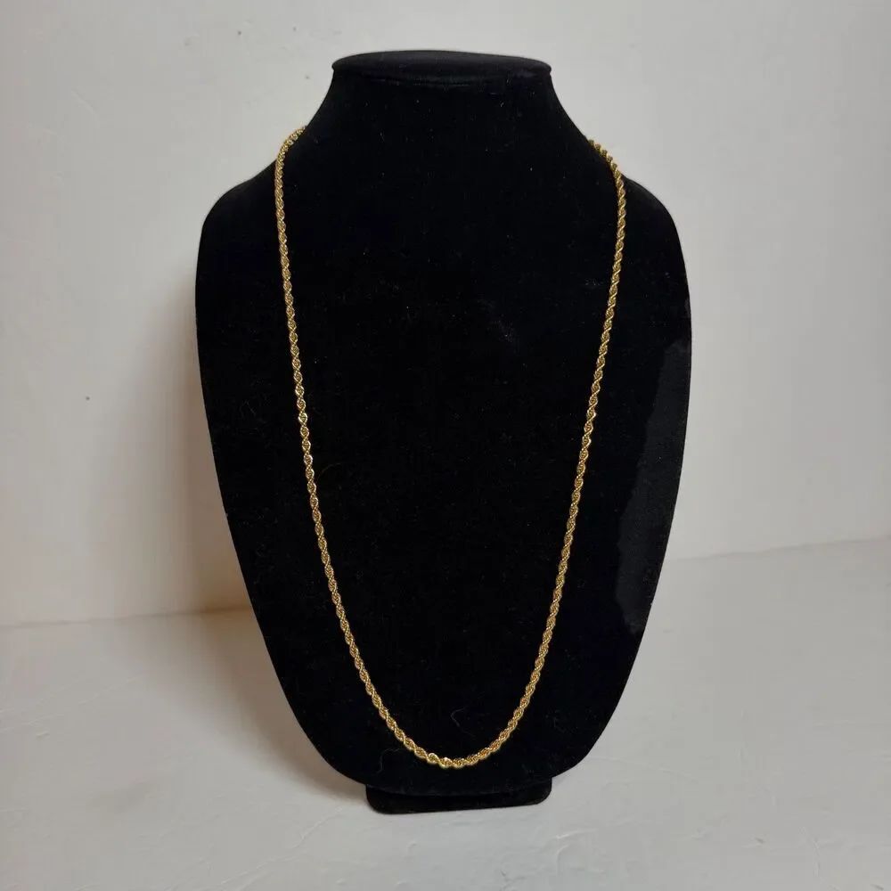 Vintage Napier Gold Tone Twisted Rope Chain Necklace 30" Signed Classic